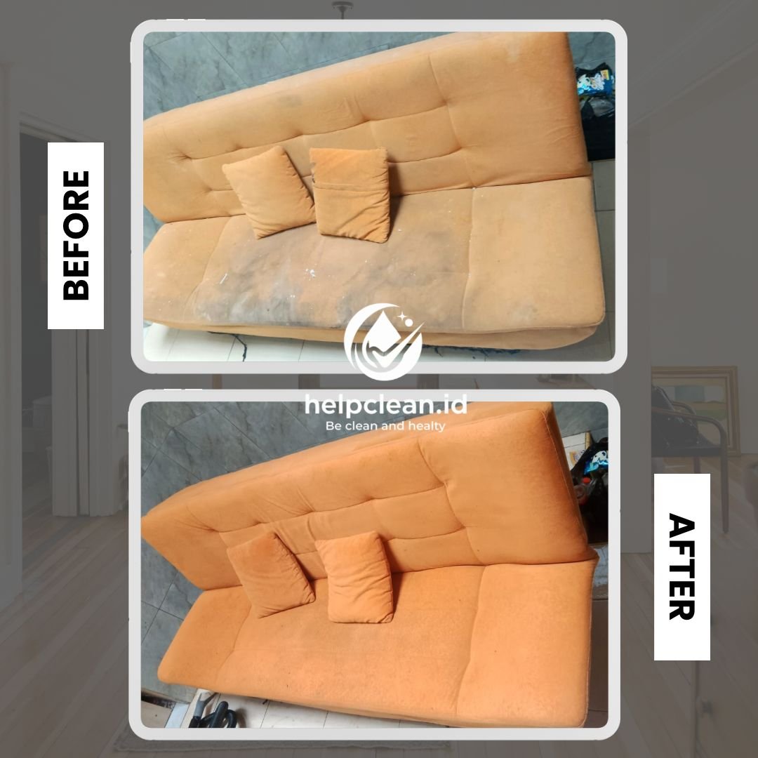 Before after pembersihan sofa